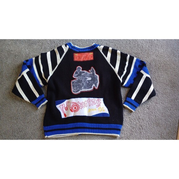 VTG Womens 80’s A’Milano Sweater Cardigan Motorcycle Colorful Boho Grunge Sz M - Picture 7 of 8